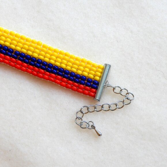 Colombia Colombian flag bead bracelet, handmade, adjustable length, Bogota - Picture 4 of 6